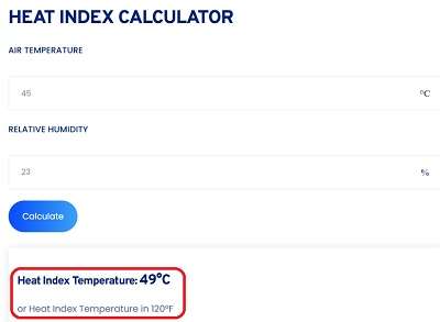 Screenshot of Toolerz's Heat Index Calculator