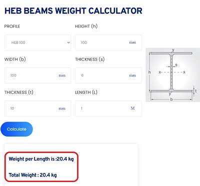 heb-beams-weight-calculator