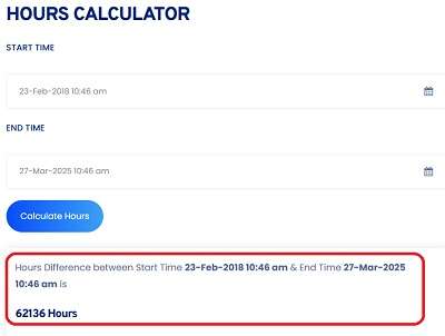 Screenshot of Toolerz's Time Duration Calculator