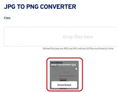 Screenshot of Toolerz's JPG to PNG Converter