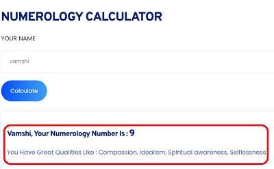 Numerology by Name Calculator