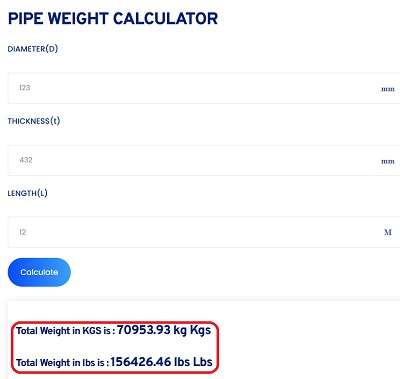 Pipe Weight Calculator