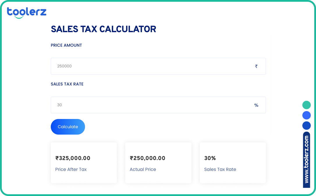 Toolerz Sales Tax Calculator