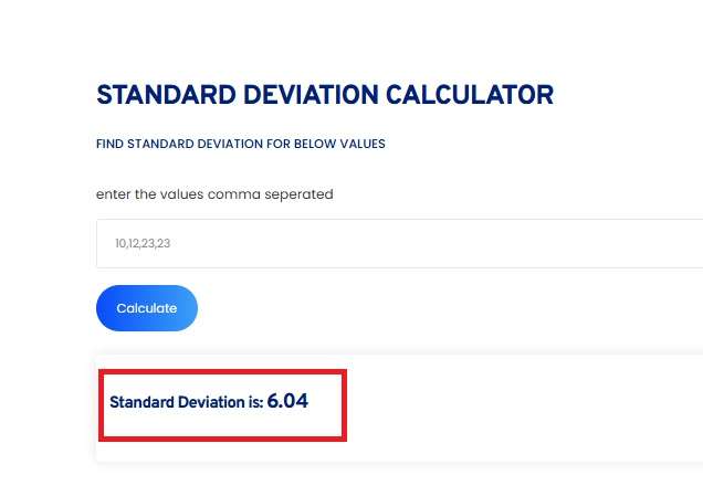 Toolerz Standard Deviation Calculator
