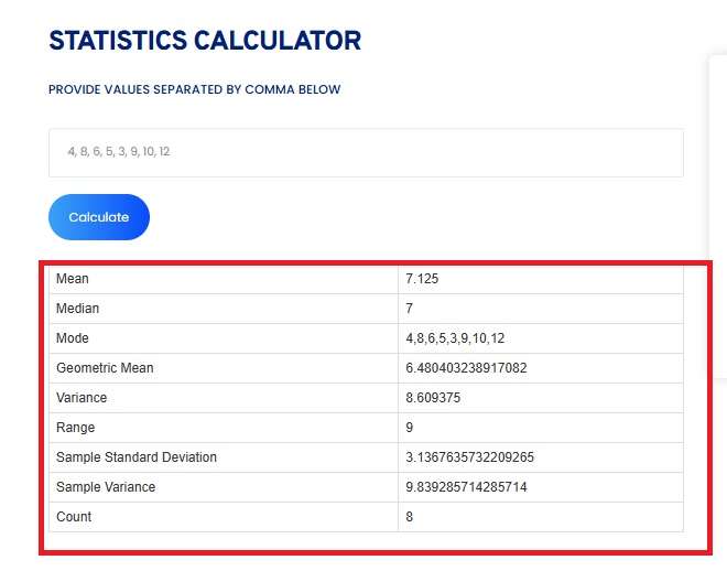 Toolerz Statistics Calculator