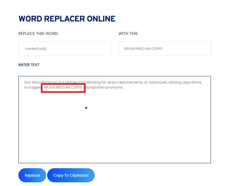 Toolerz Word Replacer Online